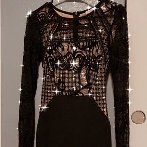 Black lace midi dress.